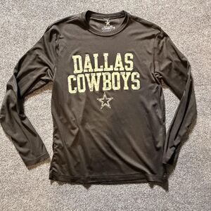 Dallas Cowboys Shirt Mens Medium Black NFL Football Long Sleeve Authentic